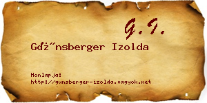 Günsberger Izolda névjegykártya