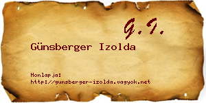 Günsberger Izolda névjegykártya